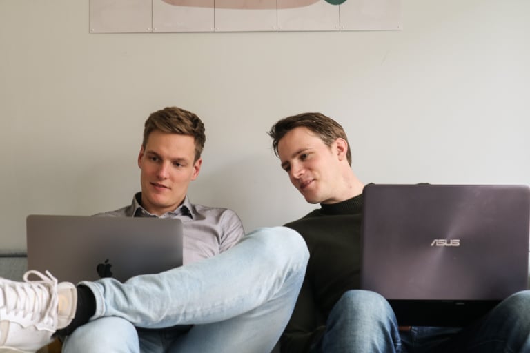 Sjaak Schokker and Auke Westra at work